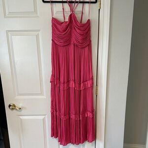 Elegant Pink Pleated Dress